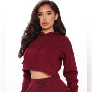 *5/$20 or 3/$15* Maroon / Burgundy Cropped Hoodie Sweatshirt
